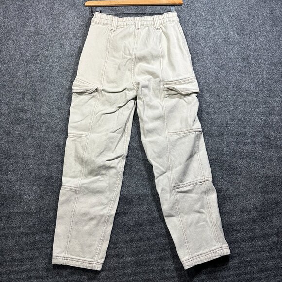 Pacsun Jeans Womens Small Elastic Waist Cargo Straight Leg Zip Fly Cream Cotton - Picture 7 of 9